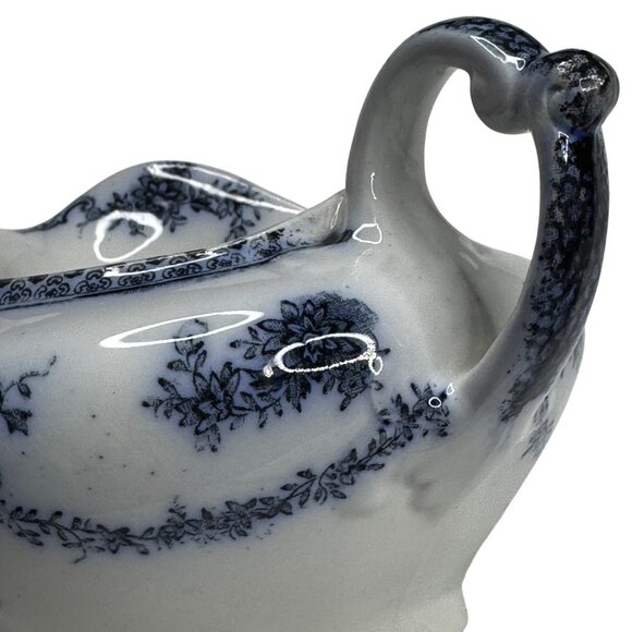 Antique Marlborough England Flow Blue Gravy Boat Porcelain  John Maddock & Sons - Picture 9 of 14